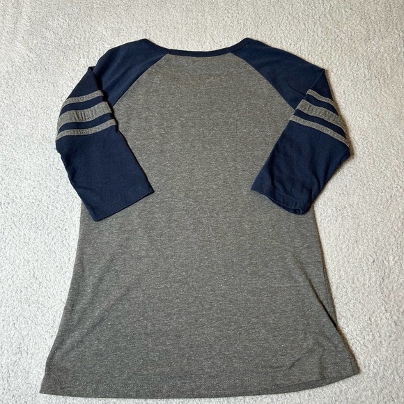 Michigan Wolverines Baseball Shirt Womens S Gray Blue Colorblock Graphic Tee - Picture 3 of 8